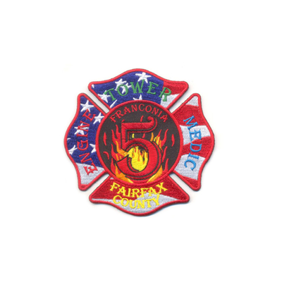 Ferro em remendos, Logo Embroidered Custom UniPorm Correçãoes do departamento dos bombeiros de 9 cores