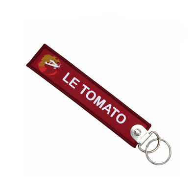 Material tecido Merrow bordado logotipo do fio da porta-chaves do tipo