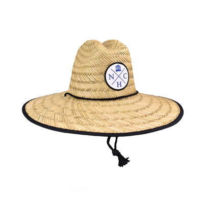 remendo largo Straw Chapéu Woven Raffia Grass da borda de 11.5cm para surfar