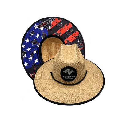 remendo largo Straw Chapéu Woven Raffia Grass da borda de 11.5cm para surfar